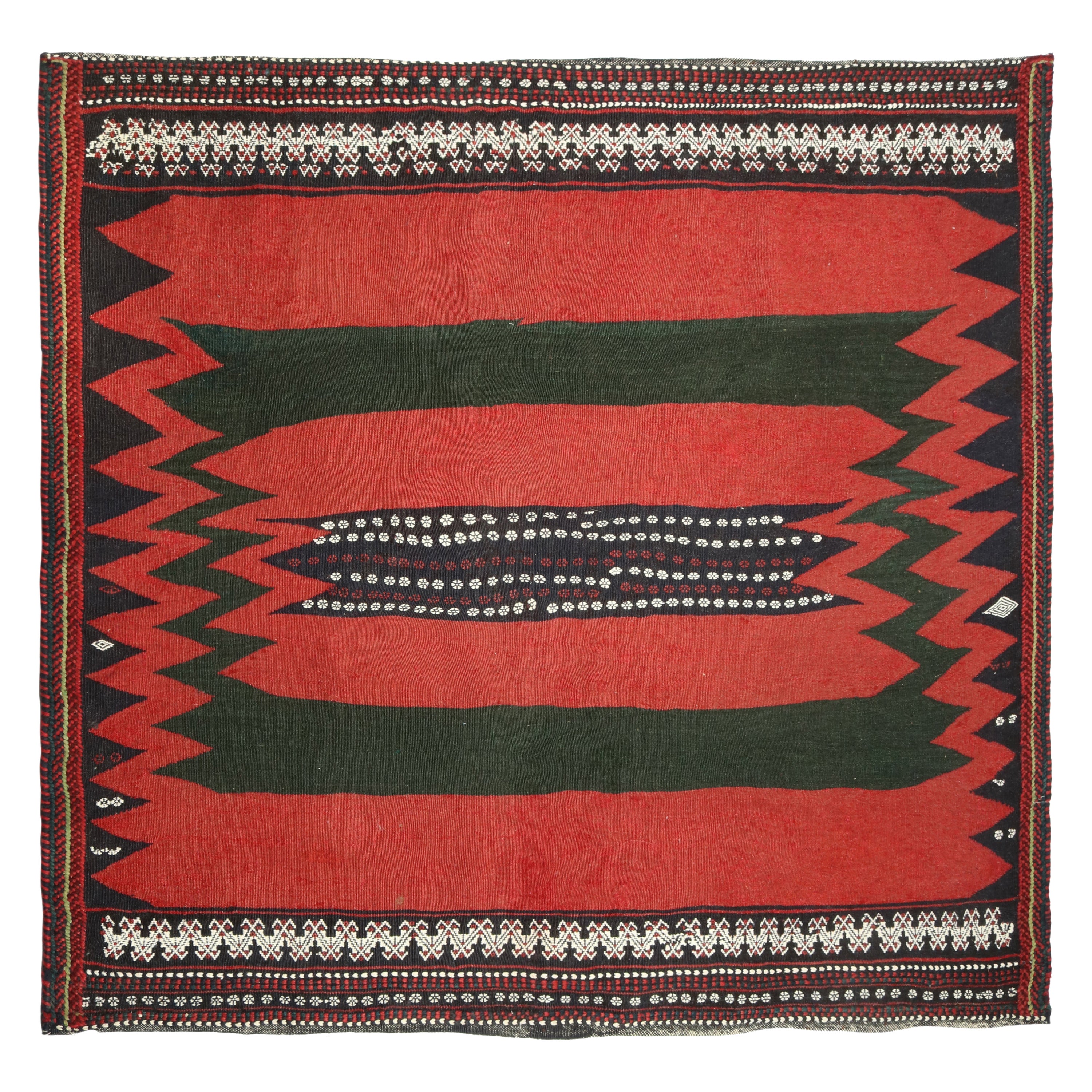 Vintage Sofreh Persian Kilim rug in Red with Geometric Patterns - by Rug & Kilim For Sale