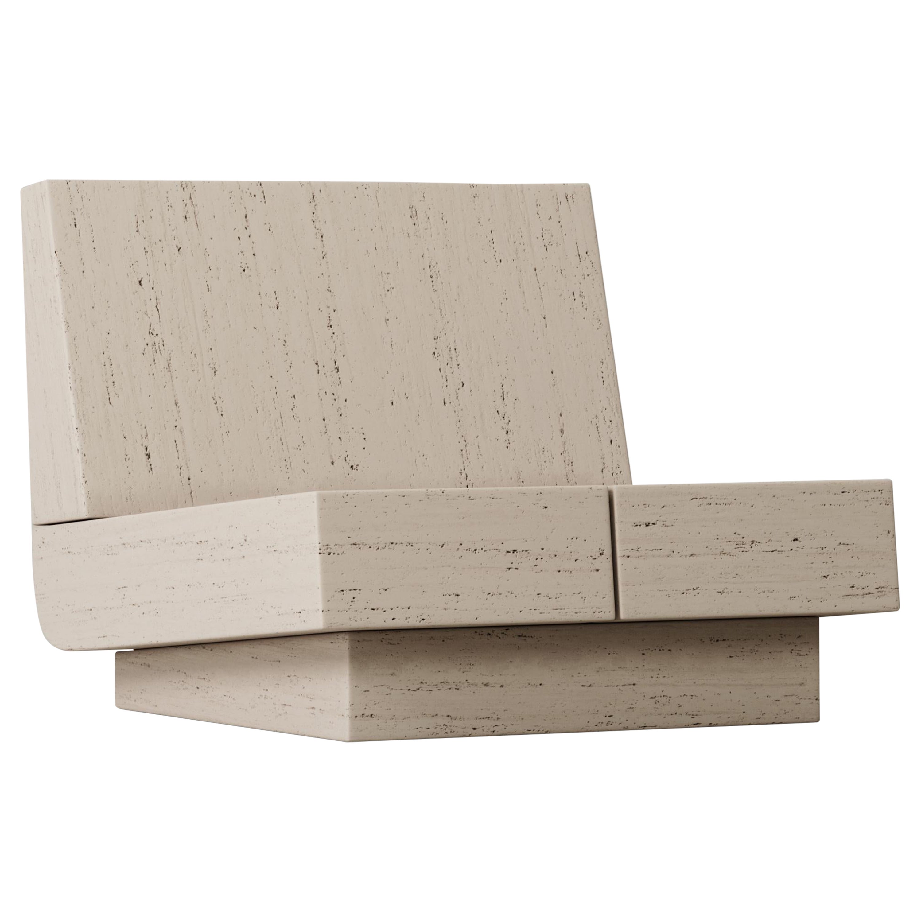 M_007 Lounge Chair by Monolith Studio, Travertine For Sale