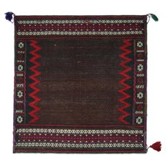 Tapis Kilim persan Sofreh vintage à motif champ ouvert marron - par Rug & Kilim 