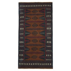 Vintage Persian Tribal Kilim in Brown with Navy Blue Medallions - by Rug & Kilim