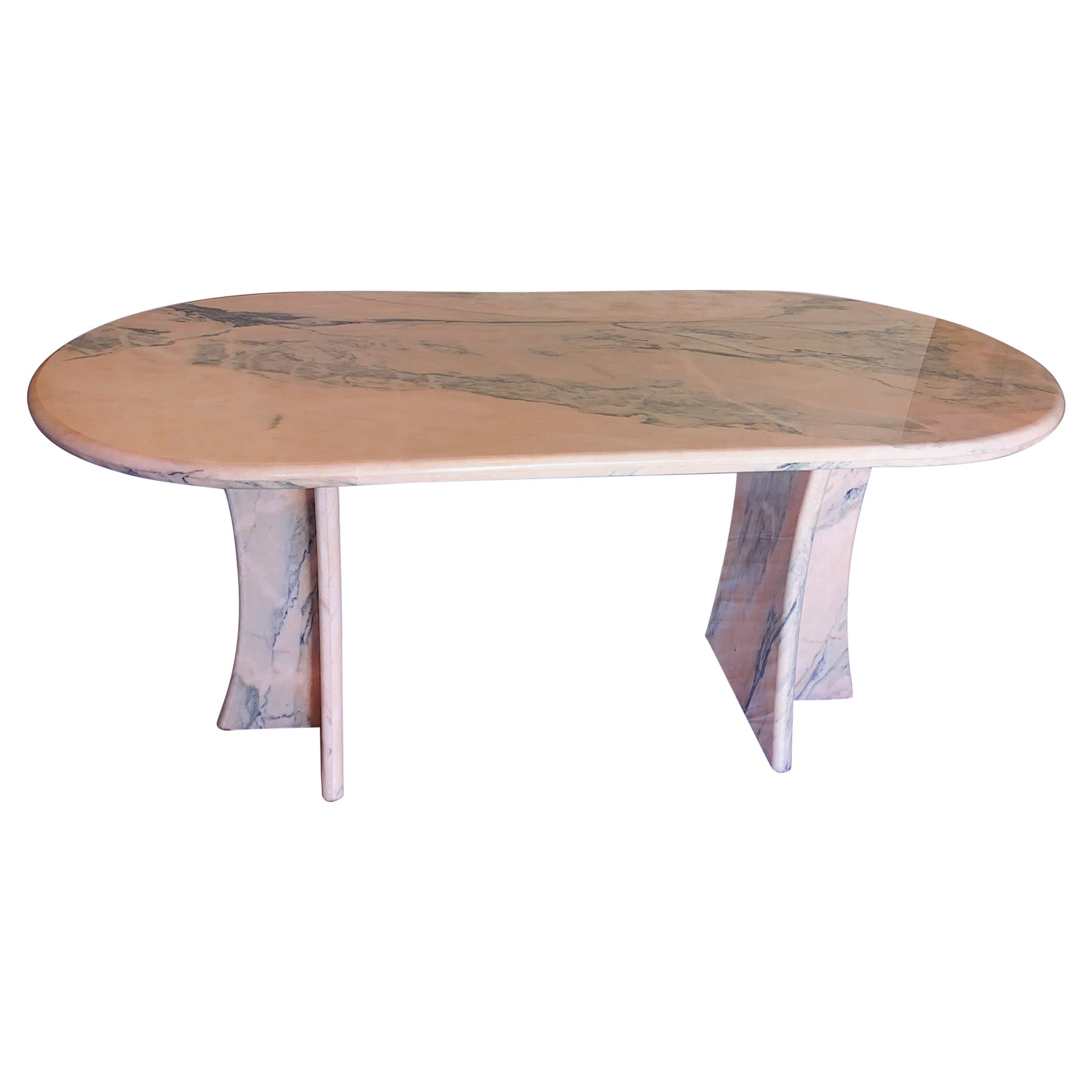 1960s Portuguese Rosa Marble Dining Table