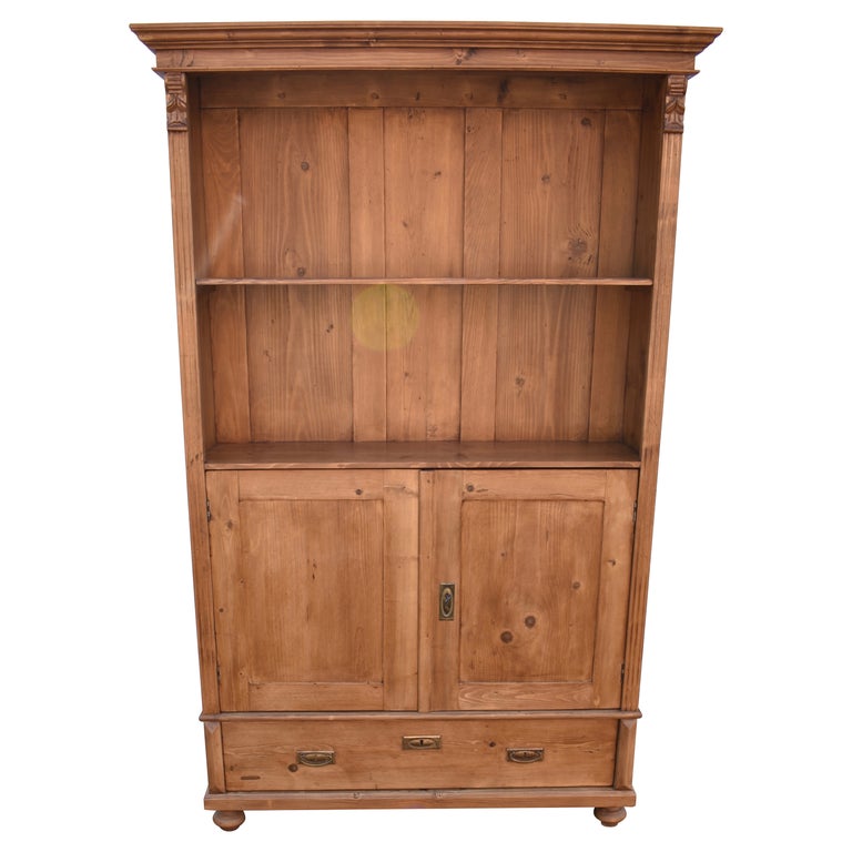 Vintage Pine Bookcase with Half Doors from Armoire For Sale at 1stDibs