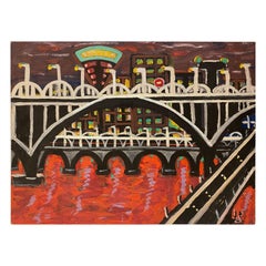 Jo Patch Contemporary Oil Painting Titled "Riviere Rouge" or Red River