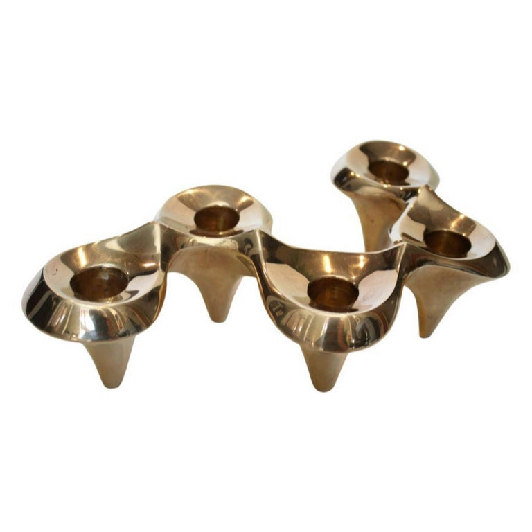Jonathan Adler Brass Undulating Candelabra For Sale at 1stDibs