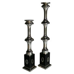 Tall Pair of Nickel Candle Holders by Global Views