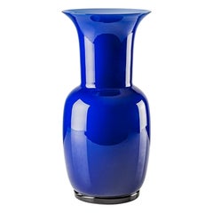 21st Century Opalino Small Glass Vase in Sapphire by Venini