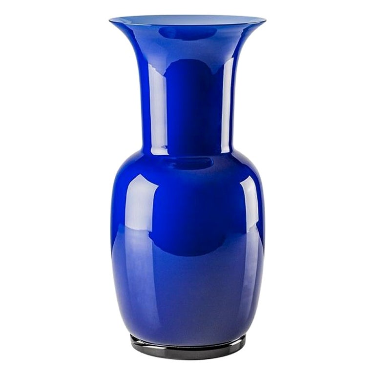 21st Century Opalino Small Glass Vase in Sapphire by Venini For Sale at
