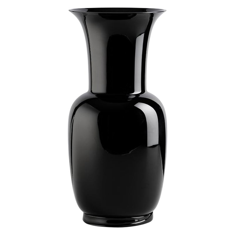 Petit vase en verre Opalino du 21e siècle en noir de Venini