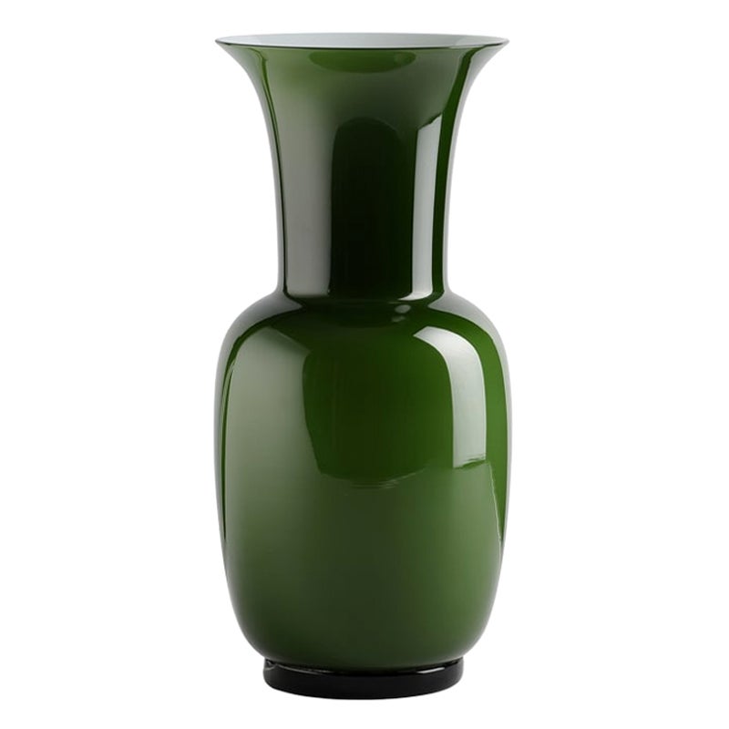 21st Century Opalino Small Glass Vase in Apple Green by Venini For Sale