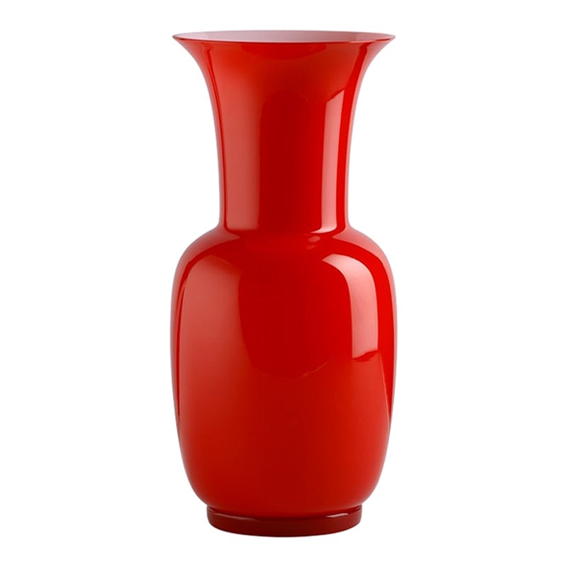 21st Century Opalino Small Glass Vase in Red by Venini For Sale