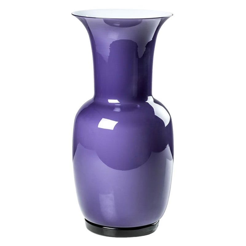 Petit vase en verre Opalino du 21e siècle en indigo de Venini