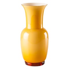 21st Century Opalino Small Glass Vase in Amber by Venini