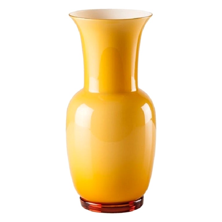 21st Century Opalino Small Glass Vase in Amber by Venini For Sale at