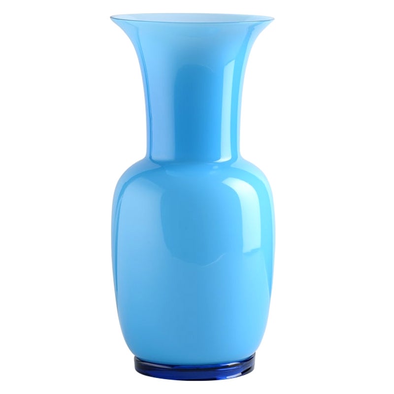 21st Century Opalino Small Glass Vase in Aquamarine by Venini For Sale