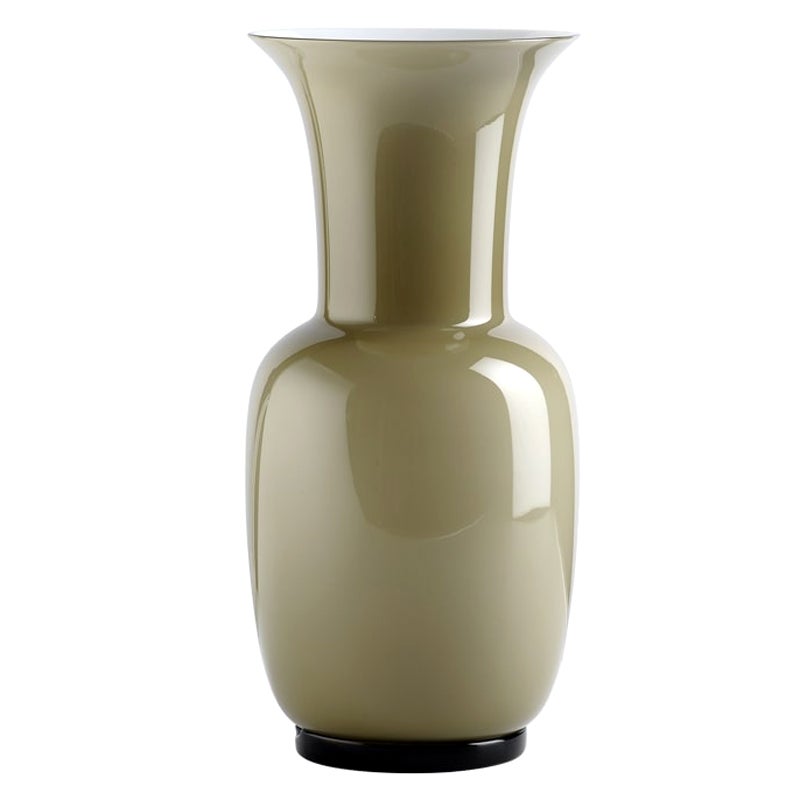 21st Century Opalino Small Glass Vase in Grey by Venini For Sale