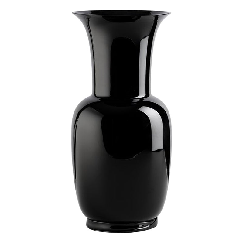 21st Century Opalino Medium Glass Vase in Black by Venini For Sale