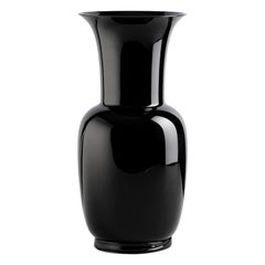 21st Century Opalino Medium Glass Vase in Black by Venini