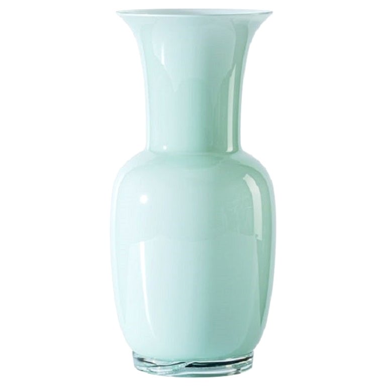 21st Century Opalino Medium Glass Vase in Green Rio by Venini For Sale