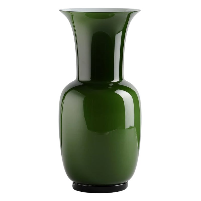 21st Century Opalino Medium Glass Vase in Apple Green by Venini