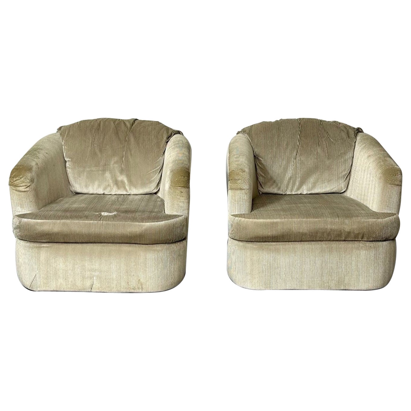 Pair of Mid-Century Modern Swivel Chairs, Milo Baughman Style, Sturdy