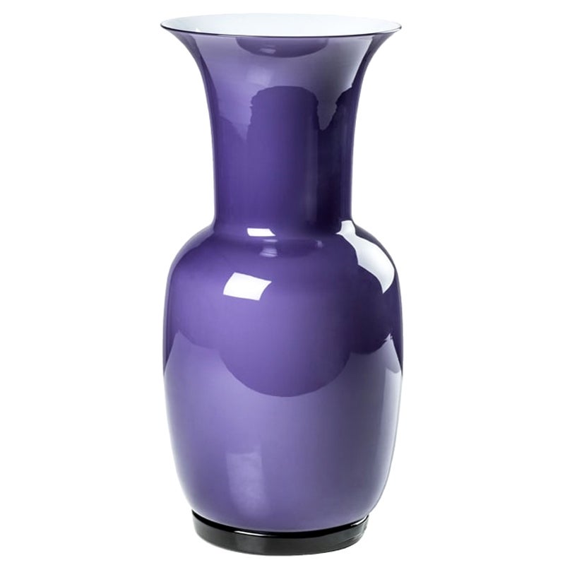 21st Century Opalino Medium Glass Vase in Indigo by Venini