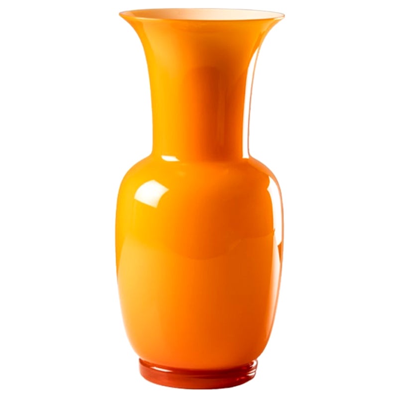21st Century Opalino Medium Glass Vase in Orange by Venini For Sale