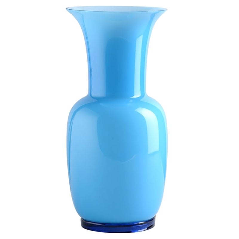 21st Century Opalino Medium Glass Vase in Aquamarine by Venini For Sale