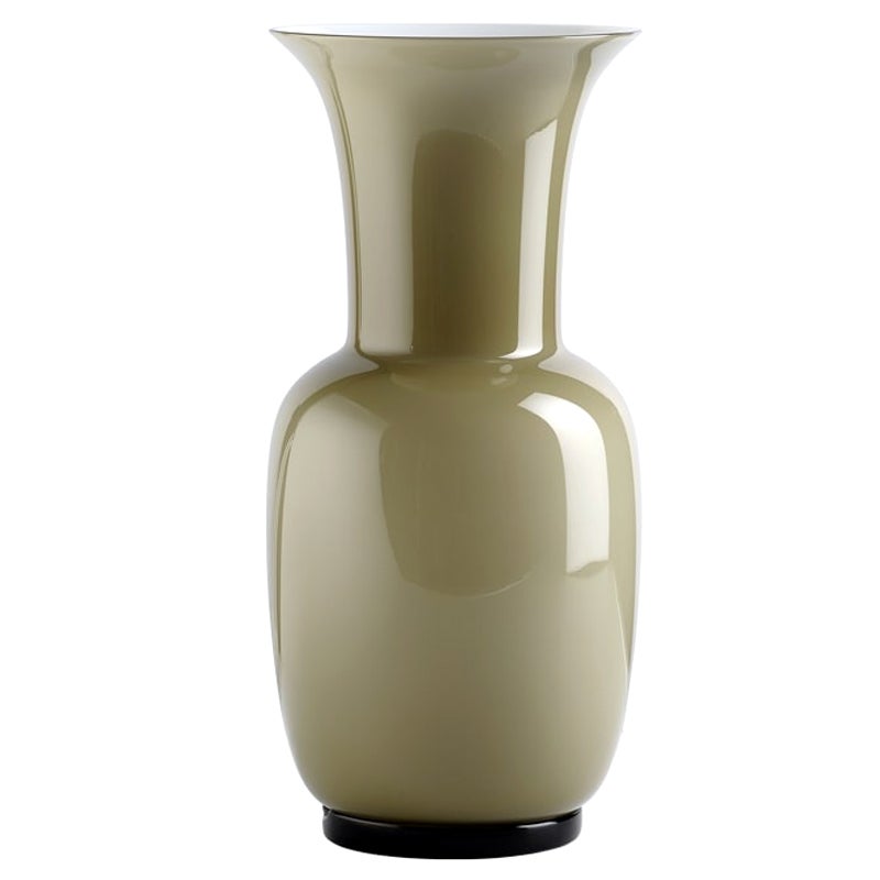 21st Century Opalino Medium Glass Vase in Grey by Venini en vente