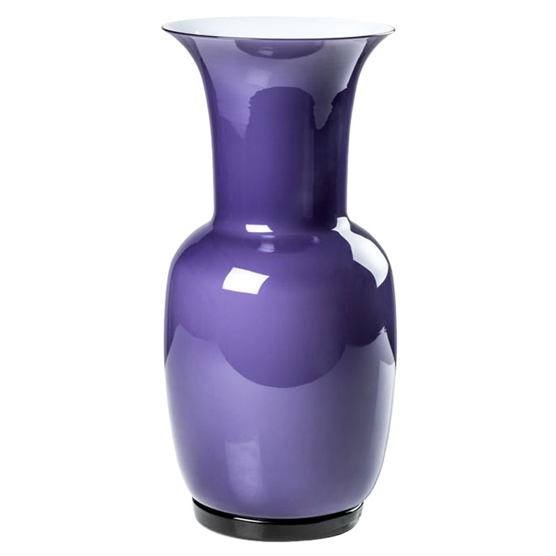 Grand vase en verre Opalino du 21e siècle en indigo de Venini