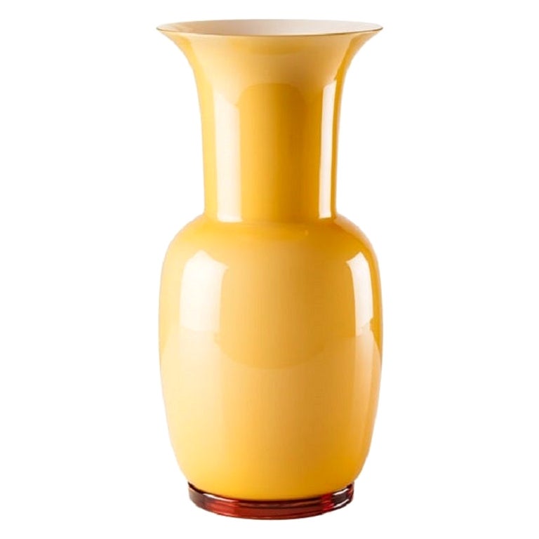 Grand vase en verre Opalino du 21e siècle en ambre de Venini