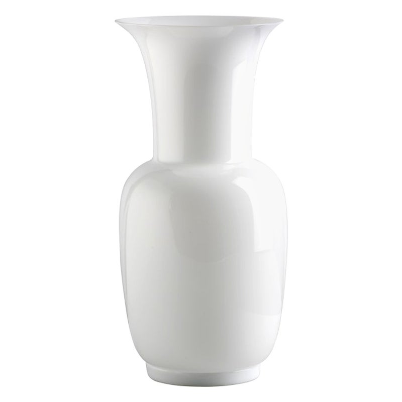 Vaso di vetro grande Opalino 21st Century in bianco latte di Venini