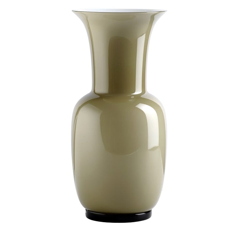 Vaso di vetro grande Opalino 21st Century in grigio di Venini