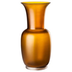 21st Century Satin Small Glass Vase in Tea/Crystal by Venini