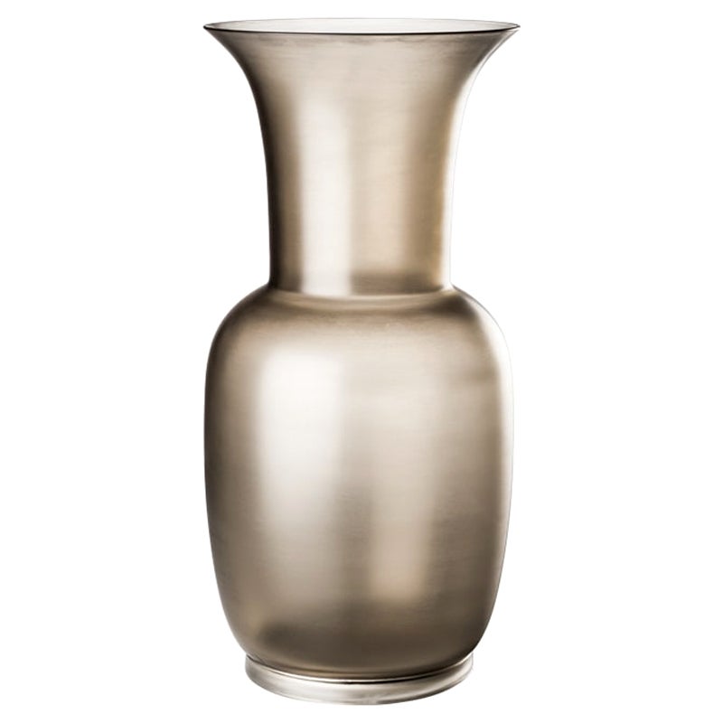 21st Century Satin Medium Glass Vase in Grey/Crystal by Venini For Sale