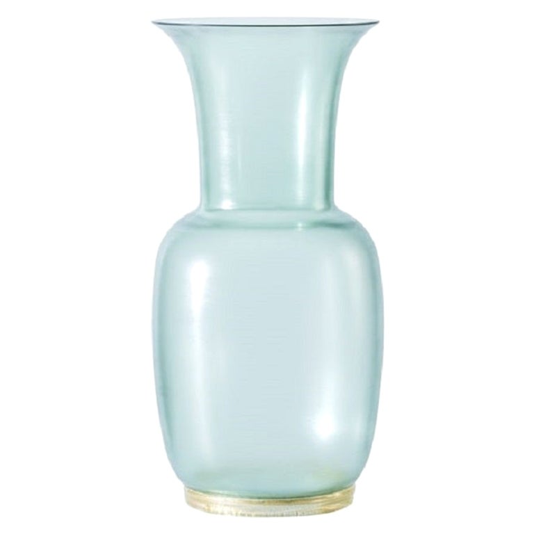 21st Century Satin Large Glass Vase in Crystal/Green Rio by Venini