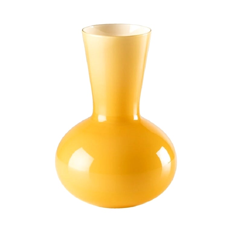 21st Century Idria Small Glass Vase in Amber by Venini For Sale