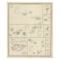 Antike Karte der Inseln im Atlantik einschließlich Bermuda und Kap Verde