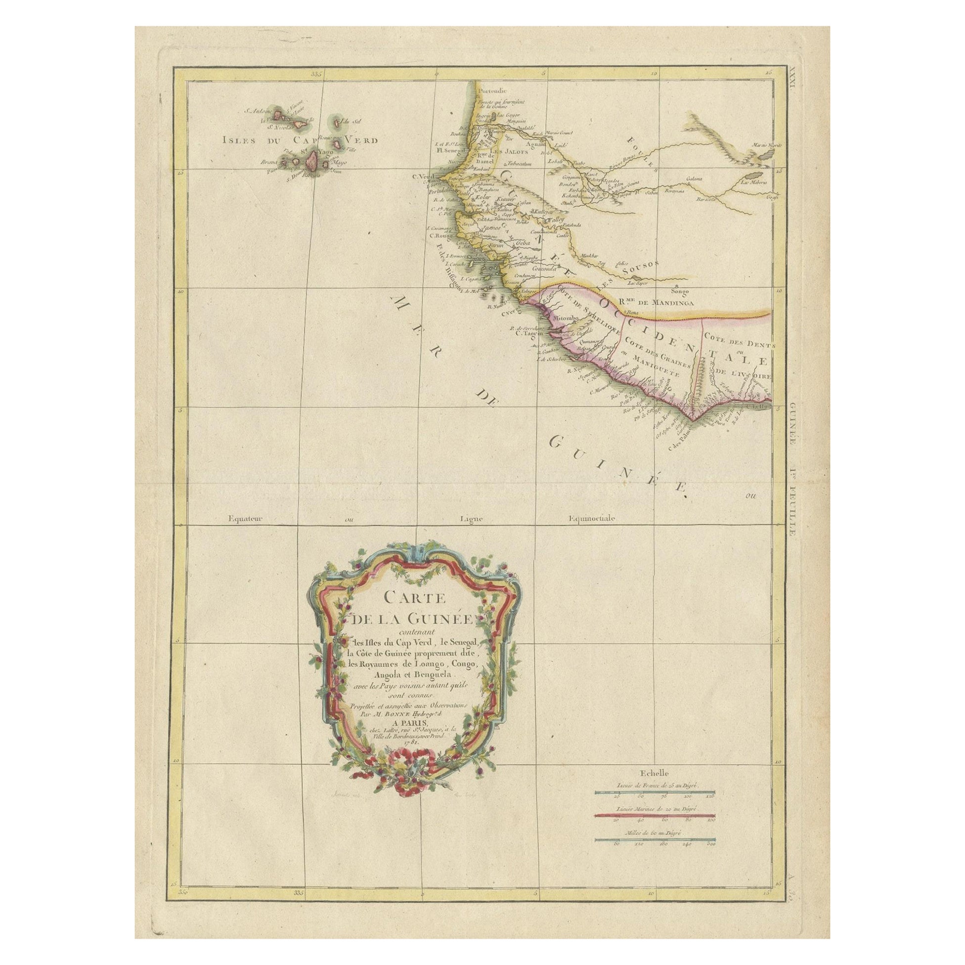 Carte ancienne de la côte de la Guinésie et des îles du Cap en vente