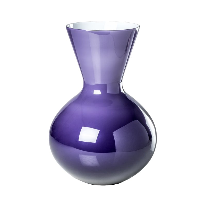 Grand vase en verre Idria du 21e siècle en indigo/blanc laiteux de Venini
