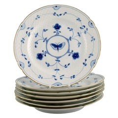 Seven Bing & Grøndahl Butterfly Dinner Plates in Hand-Painted Porcelain
