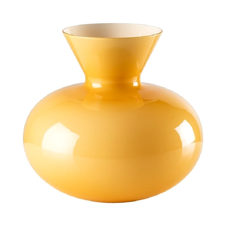 Vase en verre Idria moyen du 21e siècle en ambre de Venini