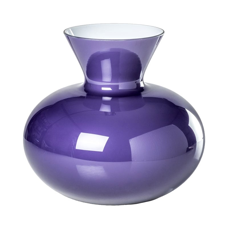 Vaso medio in vetro 21st Century Idria in Indigo/Milk-White di Venini