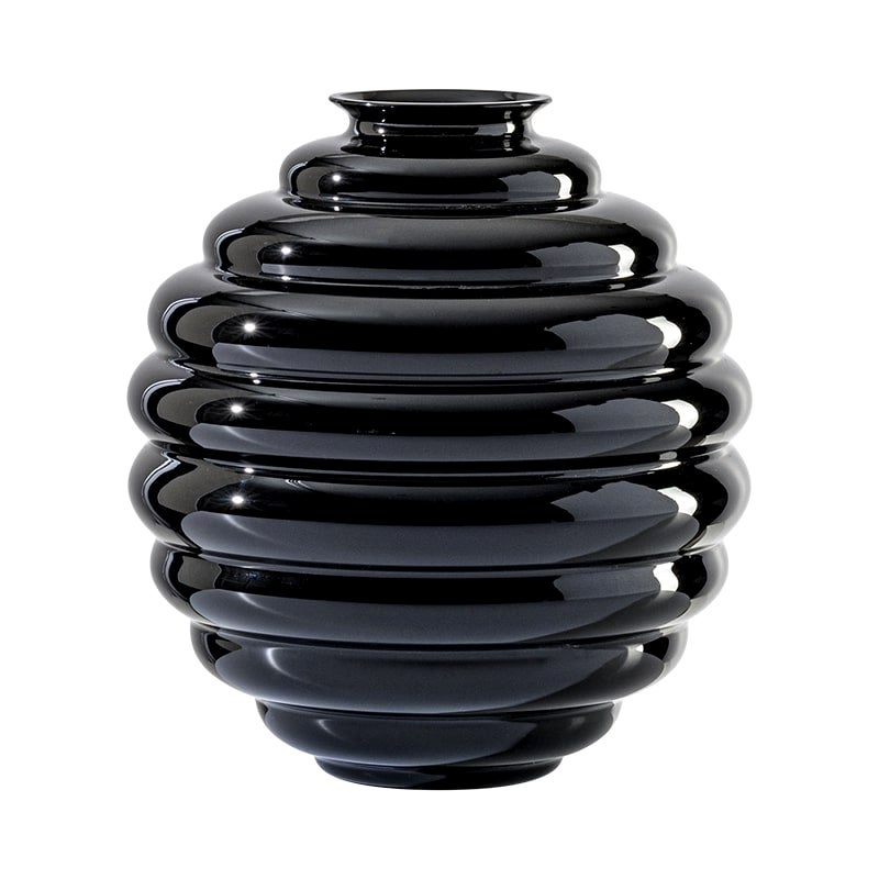 21st Century Deco Small Glass Vase in Black by Napoleone Martinuzzi For Sale