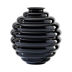 Petit vase en verre Art Déco du 21e siècle noir de Napoleone Martinuzzi