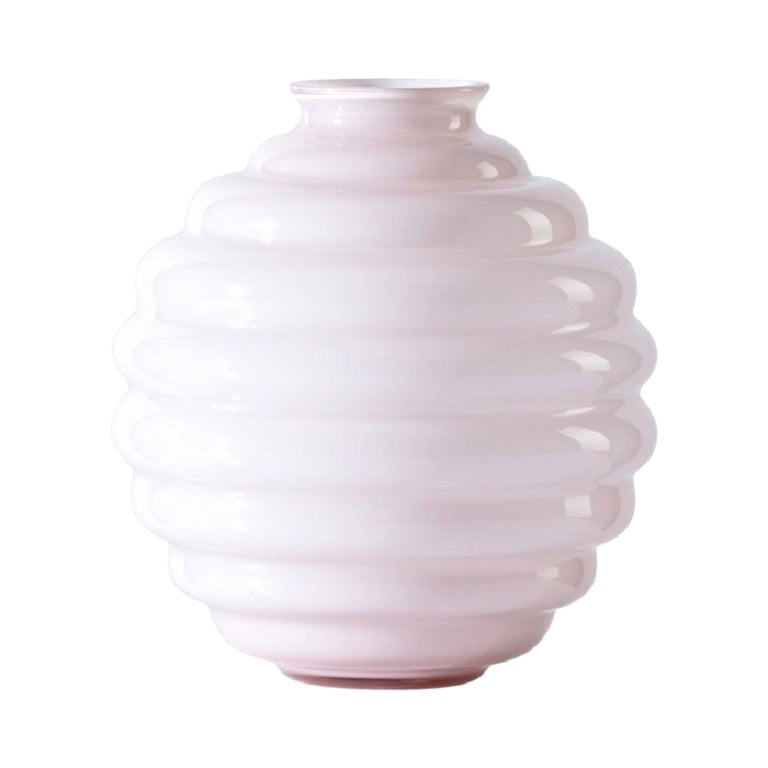 21st Century Deco Small Glass Vase in Rosa Cipria by Napoleone Martinuzzi For Sale