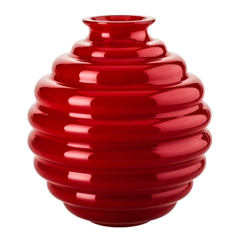 21st Century Deco Small Glass Vase in Red by Napoleone Martinuzzi For Sale