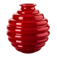 21st Century Deco Small Glass Vase in Red by Napoleone Martinuzzi