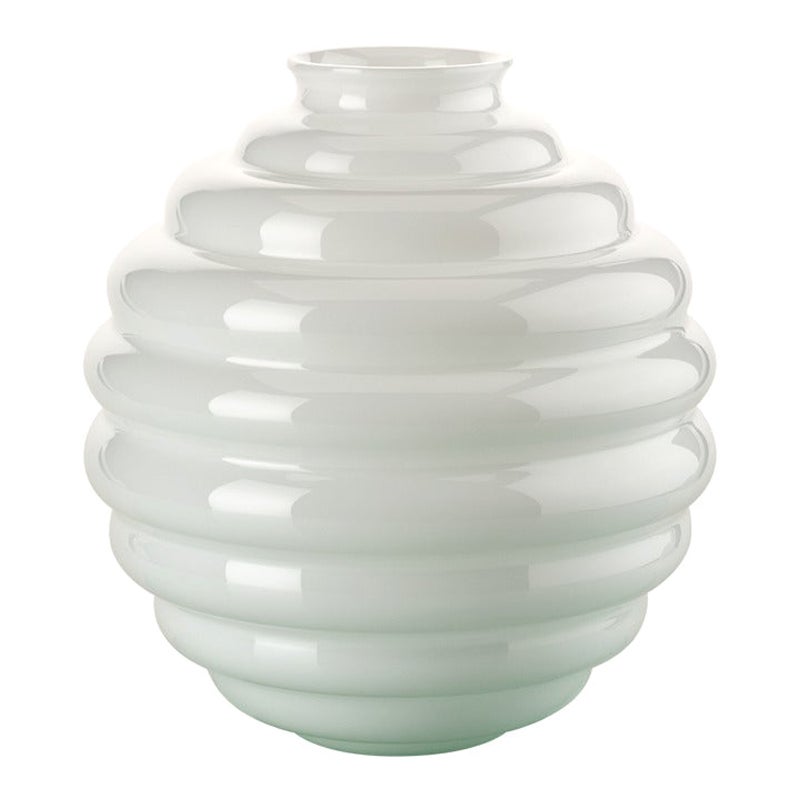 Piccolo vaso di vetro Deco del XXI secolo in bianco latte di Napoleone Martinuzzi in vendita