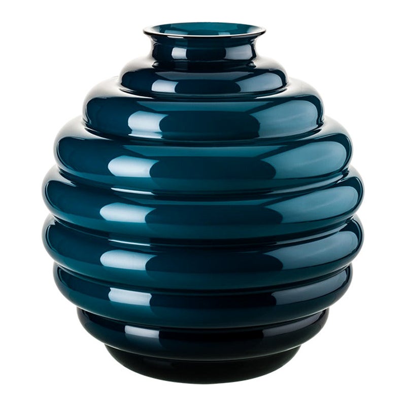 21st Century Deco Small Glass Vase in Horizon by Napoleone Martinuzzi For Sale