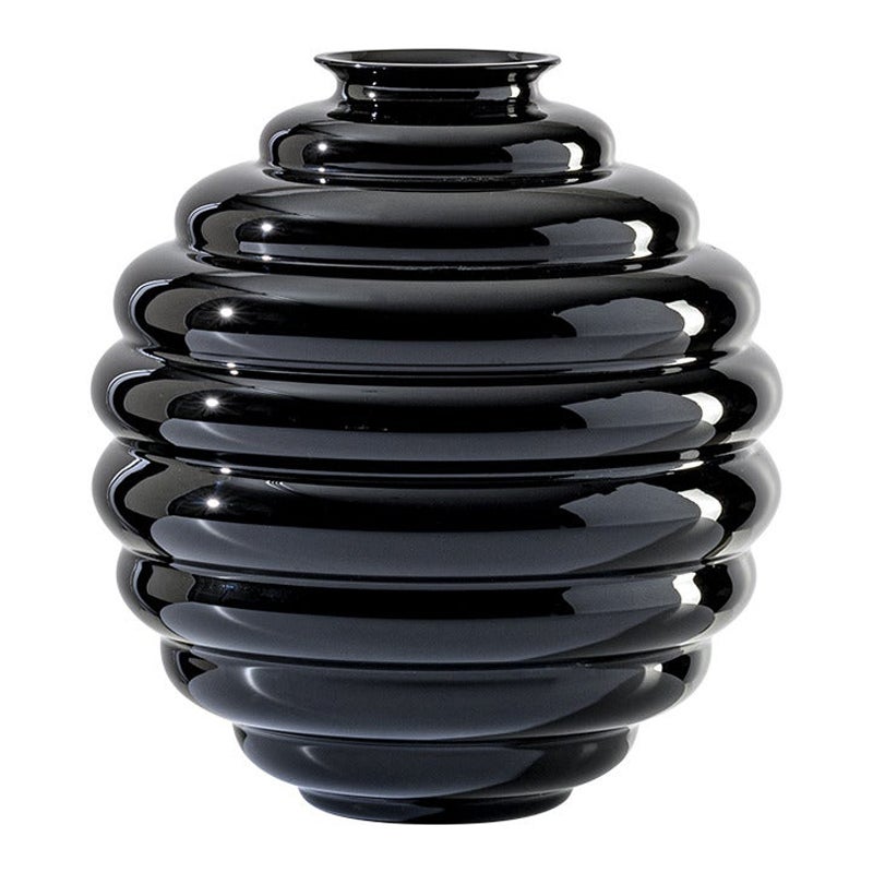 21st Century Deco Medium Glass Vase in Black by Napoleone Martinuzzi For Sale